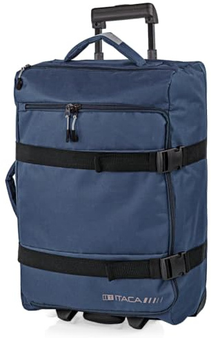 ITACA - Valise Souple en Tissus, à roulettes. Bagages à Roulette pour Cabine, Pratique et idéale pour Voyage et Tous Vos déplacements, Compatible Ryanair, Bleu
