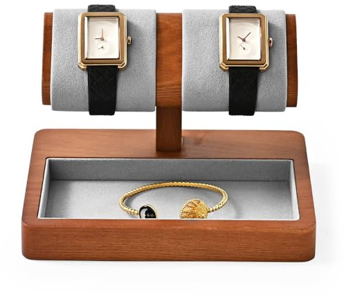 Oirlv Multifunzionale Supporto Per Orologio In Legno Massello, Semplice, A Doppio Strato, Porta-Orologi, Conservazione Degli Orologi(02)