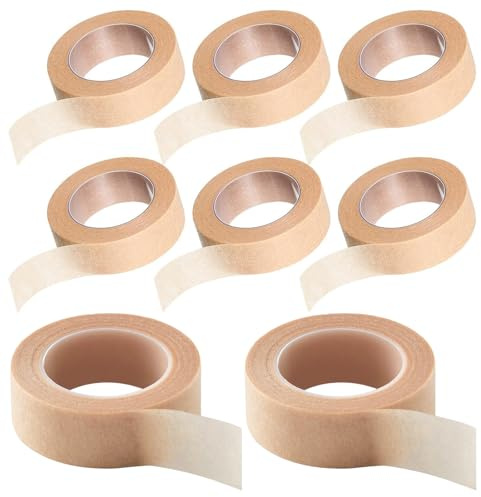 Micropore Tape Selbstklebender Verband,Nose Tape,Micropore Tape - Selbstklebendes, atmungsaktives Pflaster, 8 Rollen, Hautfarbe, verschiedene Größen