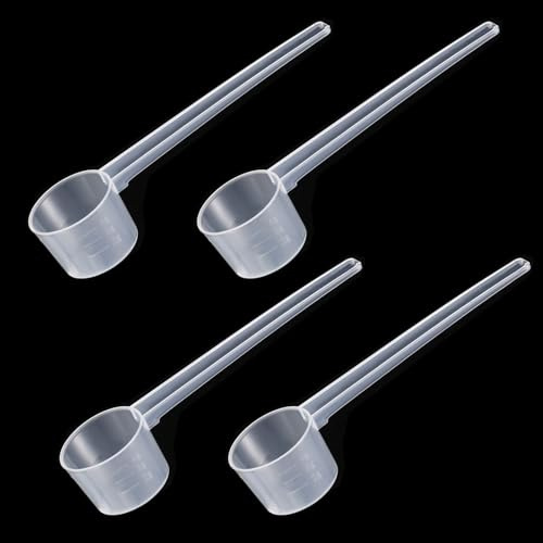 4Stück Messlöffel Gramm, Dosierlöffel Transparent mit Skala 2g, 3g, 4g, 5g Waagen, Waschmittel Dosierhilfe, Kunststoff Transparent Measuring Spoons für Milchpulver, Proteinpulver, Kaffee, Creatin