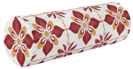 Schaumstoffkissen mit indischem Rosettenmuster, rotes Blumenmuster, lang, rund, für Bett, Rückenstütze, Schlafkissen