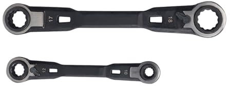 LLINthy 2Pcs 4 in 1 Wrench Car Repair Tool Vehicle Maintenance with Ergonomic Handle Wrench Ratcheting Socket Spanner Nut Repair