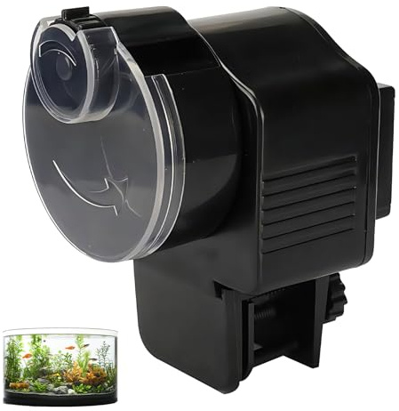 comedero y automático dispensador de comida para pez en acuario: 60 ml, ajustable para gránulos y rayas, para acuarios de cristal