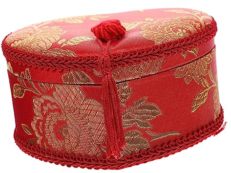 FOMIYES Fabric Jewelry Box Heart Shape for Earrings Organizer for Dressing Table Jewelry Storage Box and Sewing Needle Case Accessories