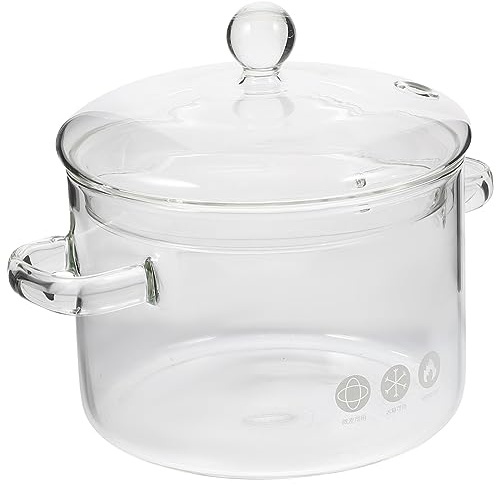 MUCKLILY Marmite Verre Borosilicate Avec Couvercle Double Poignée Pot De Cuisine Résistant Chaleur Pour Soupe Ragoût Et Cuisine Quotidienne