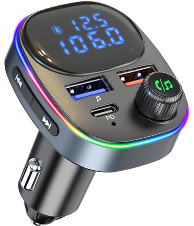 KIXZSAZ Haute Tension Charge Voiture Bluetooth FM transmetteur Voiture Lecteur MP3 Adaptateur Radio ABS 1 Bluetooth Lecteur MP3
