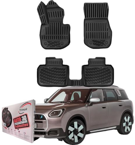 Trimak Alfombrillas 3D para coche compatibles con Mini Countrman E 3. Gen U25 Electric Auto Accesorios 1ª y 2ª fila Alfombrillas de goma para coches TPE para todo tipo de clima, inodoras