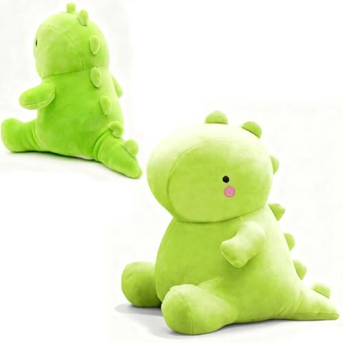 KMFASVX Plüschtier Dinosaurier Kuscheltier Stofftier Kawaii Dino Plüsch Kissen Spielzeug Plüschsaurier Wurfkissen Schmusetier Geschenk für Kinder - Grün 25cm