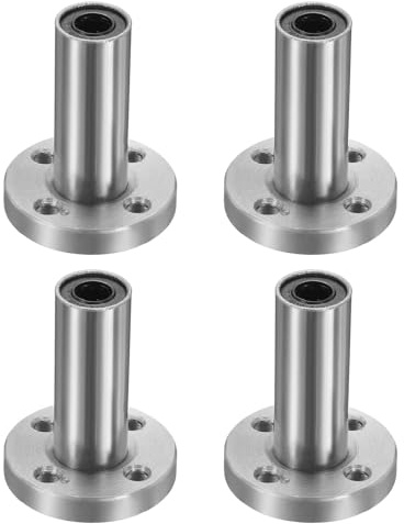 sourcing map LMF6LUU Linearkugellager, 6 mm Bohrung, runder Flansch, lineare Kugellager, Flanschbewegungsbuchse mit doppelseitiger Gummidichtung ABEC3 für CNC, 3D-Drucker, 4 Stück