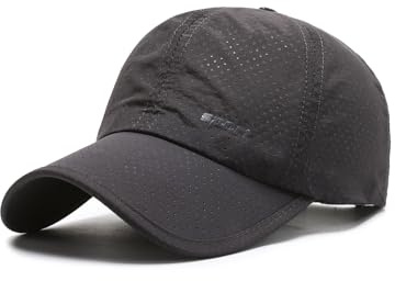 Aisprts Baseballkeps för män som andas sportkeps med brett böjt brätte UV-skyddshatt för löpning, cykling och utomhusaktiviteter, Mörkgrått, one size