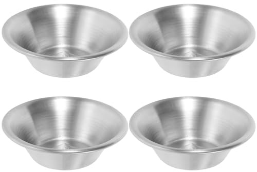 DECORNIJIA Molde para Tartaletas de Acero Inoxidable 4 Piezas Antiadherente para Hornear Muffins y Tartas de Huevo, Tamaño Compacto, Apto para Horno y Repostería Casera