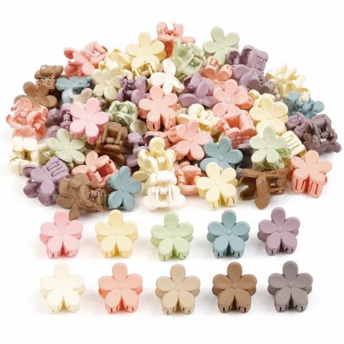 Yeheap 100 Pièces Pince Fleur Cheveux, Mini Pinces à Cheveux Fille Colorées