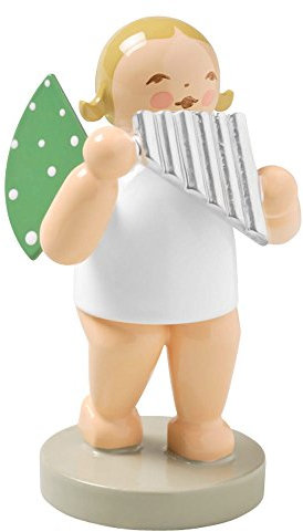 Wendt & Kuhn Grunhainichen-Engel-Flötenfigur, handbemalt, blond