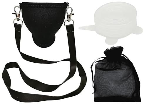 WineHolder wine glass holder, including neck strap (lanyard) Black