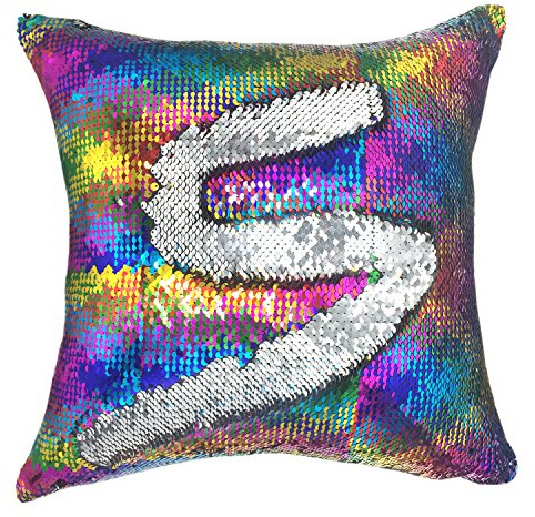 YOUR SMILE Mermaid Throw Pillow Case Magic Reversible Sequins Decorative Cushion Cover Pillowcase for Couch Sofa Bed,16 X 16 Inches, (Multicolour/Gray)