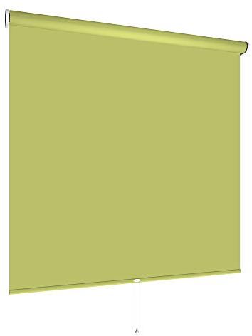 Springrollo Mittelzugrollo Schnapprollo viele Größen und Farben Montage Träger Metall Rollo Vorhang Blickdicht lichtdurchlässig Fenster Sonnenschutz Sichtschutz Blendschutz (90 x 180 cm, Blattgrün)