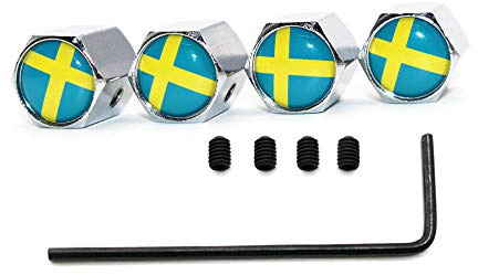 5 Teile/Satz Zink-Legierung diebstahl Schweden Nationalflagge Reifen Ventilkappe Reifen Rad Stem Luftventilkappen für Auto Autos (Silber)