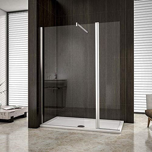 AICA paroi de douche pivotante 90x200cm+40x200cm paroi latérale à l'italienne avec un retour
