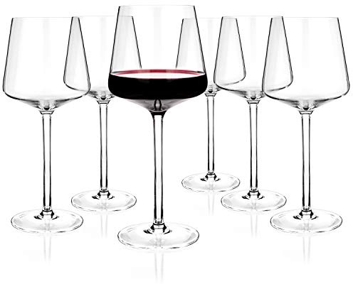 Luxbe - Crystal Wine Glasses Set 6, Red White Wine Large Glasses - 100% Lead-Free Glass - Pinot Noir - Burgundy - Bordeaux - 20.5-ounce
