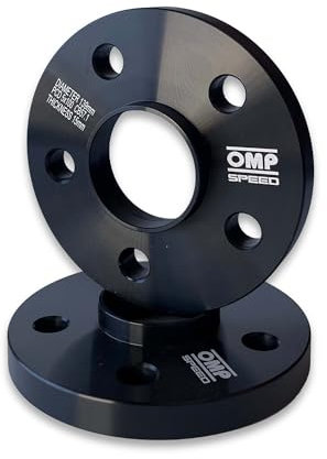 OMP Speed Jeu de 2 Élargisseurs de Voie (Entretoise de Roue) Centrés Épaisseur: 15 mm PCD: 5x100 CB: 57,1 OD: 139 Boulon x20 M14x1,5 Conique + 14x1,5 Sphérique + Antivol Aluminium Noir - OMPS08401501