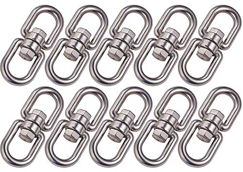 POFET 10Pcs M4 304 Stainless Steel Double Ended Swivel Eye Hook Eye to Eye Swivel Shackle Ring Connector for Hanging Chair Swivel Grill,Hanging Swing,Dog Leash
