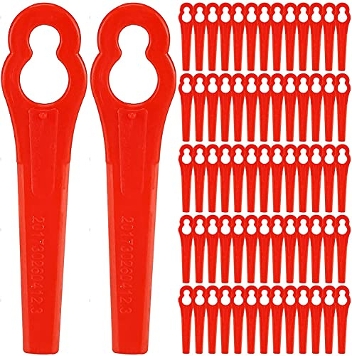 Nuyoah Ersatzmesser Rasentrimmer Messer 120stk für Rasentrimmer Akku-Rasentrimmer Kunststoffmesser Trimmer Messer für Akku-Rasentrimmer (Rot)