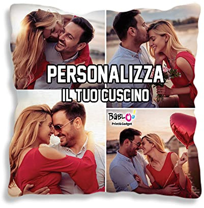 Babloo Cuscino Quadrato con Imbottitura Personalizzato con Foto, Fotocollage, Logo, Grafica o Testo Personalizzabile Idea Regalo Simpatica ed Originale (50_x_50_cm)