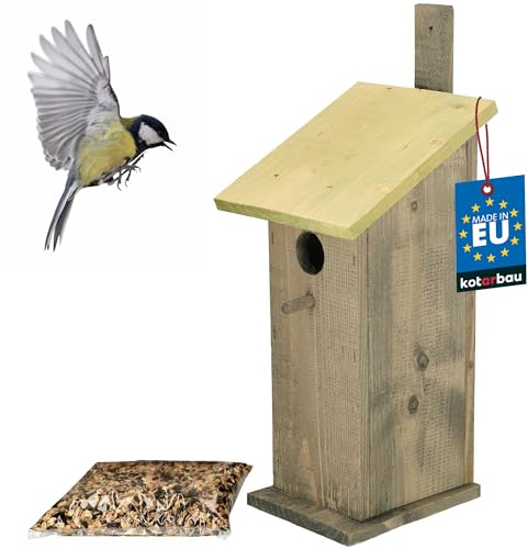 KOTARBAU® Casa Nido para Pájaros - Madera - 35 x 10 cm - Verde - Casita para Aves Exterior - Comida Pájaros Silvestres 0.5 kg - Casa De Madera