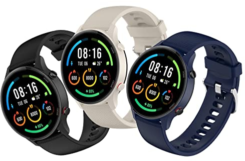 SenMore 3 Piezas Correa para Xiaomi Mi Watch/Watch S1/S1 Active/Color Sport, 22mm Ajustable Correa Deportiva de Silicona