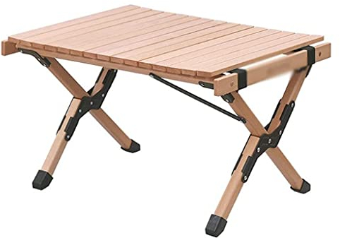 WANWEN Klappbarer Campingtisch aus Holz, aufrollbar, tragbarer Picknicktisch im Freien, leichte Esstische für Reiselager, Strand, Angeln, Gartengrill (Size : Large) Little Surprise