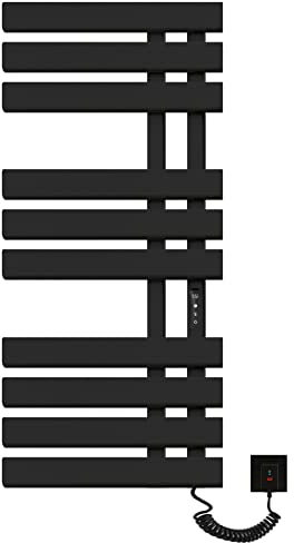 Radiador Toallero Eléctrico, 500x1100mm Toallero Baño Radiador, Secador de Toallas, Toallero Calentado, Secatoallas Electrico, Temperatura constante inteligente Calentador de Toallas Pared-Black Right