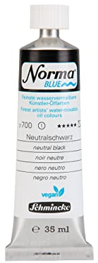 Schmincke - NORMA® Blue, 21700009, feinste wasservermalbare Künstler-Ölfarben, höchstpigmentiert, lichtecht, vegan, Neutralschwarz - 35 ml