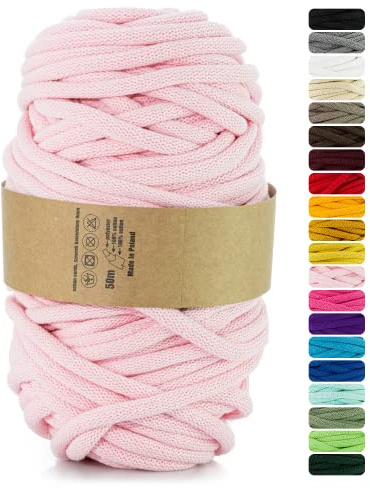 Netuno cordón de algodón con núcleo de poliéster Color Rosa 9mmx50m Cuerda Natural Hilo para Macrame atrapasueños decoración artesanía Bricolaje hogar Plantas Crochet Joyas jardín Cordel Bolso
