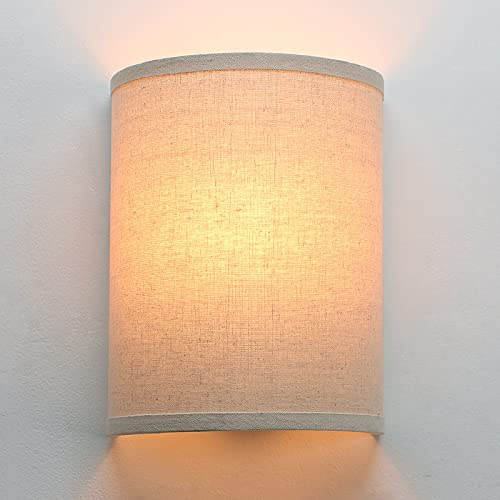 JIMUBEAM Applique Illuminazione da parete Lino Tessuto Decor, lampada da parete industriale vintage Night Light con paralume in tessuto per camera da letto Soggiorno Corridoio corridoio
