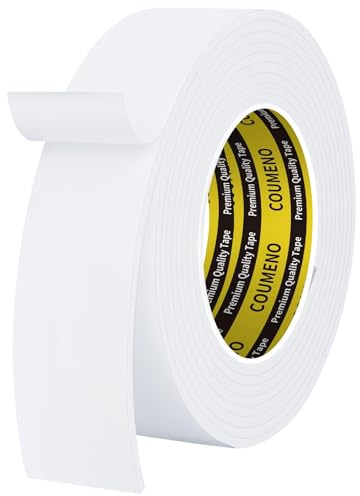 COUMENO Weißes Schaumstoff-Klebeband, 45mm x 5m, 3mm dick. | Einseitiges selbstklebendes Moosgummi-Dichtungsband für Türen und Fenster, Zugluft-, Wasser-, Kollisions- und Schalldicht.