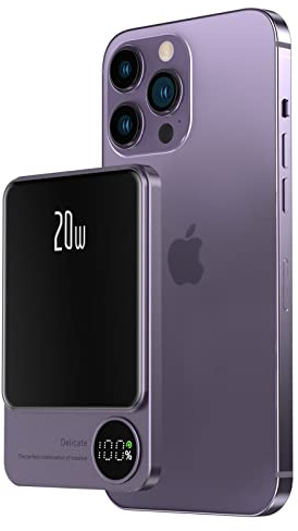 LUCKYDUO Magnetic Wireless Power Bank 5000mAh 15W 9MM Ultra Slim External Battery Packs Mini Mag-Safe Portable Charger Wireless Power Bank Fast Charging