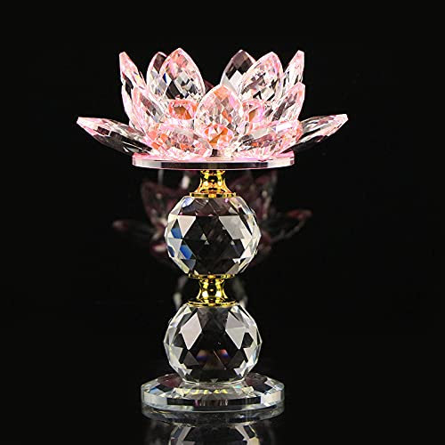 Kerzenhalterhalter 7 Farben Kristall Glas Blume Metall Kerzenhalter Feng Shui Wohnkultur Große Teelicht Kerzenständer Halter Kerzenständer Dekor Kandelaber (Color : Roze)
