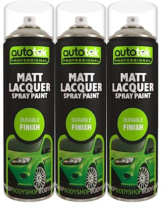 Autotek Matt Lacquer Multi-Purpose Aerosol Spay Paint 500ml x3