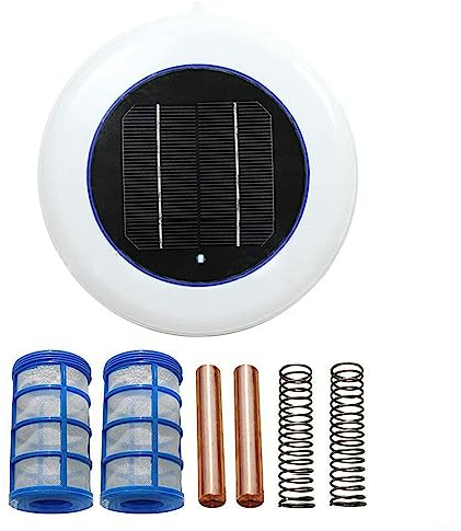 Solar-Pool-Ionisator, Poolreiniger mit 1 Ersatz-Kupferanode, weniger hält Wasser klar, Poolreinigung, Klärer, länger anhaltende Anode, hohe Gallonen