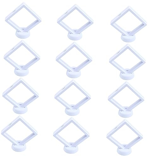 Amosfun 12 Sätze Aufgehängte Vitrine Schwebender Displayrahmen Floatrahmenkasten. Münzdisplay Mit Schwebendem Rahmen Mini Vitrine Suspension 3D Schmuck Weiß Abs