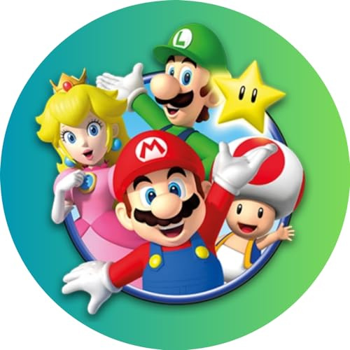 Cialda Rotonda Per Torte - Cialda in Ostia Super Mario- Disco di Diametro 20cm - Cialda Torta Cartone animato - Foglio A4 da Ritagliare (MOD4)