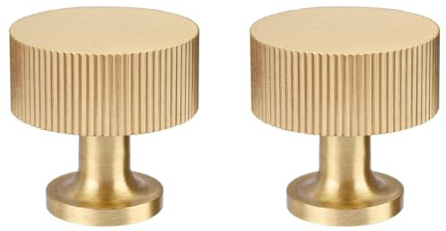 RZDEAL 2pcs Solid Brass Cabinet Knobs Pulls - Gold Modern Handles (1x1/25mmx25mm), Brushed Brass Finish