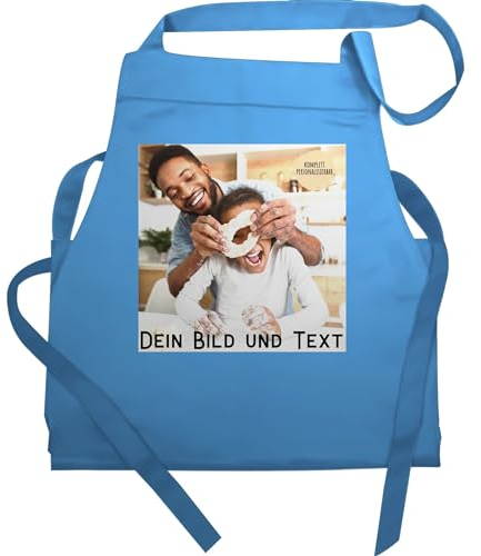 Schürze - Erwachsene - Dein Bild Foto Text Geschenk - 60x87 - Hellblau - schürzen+selbst+gestalten selbst drucken photo kochschürze koch geschenke selber gestalten own küchenschürze