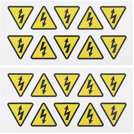OTOTEC 20pcs Electrical Danger Hazard Warning Safety Sign Sticker Electrical Danger Triangular Stickers PVC Self Adhesive Vinyl Sticker