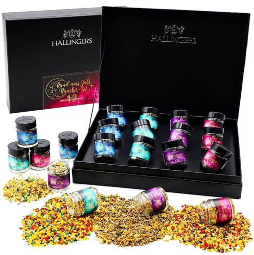 Hallingers Genuss Manufaktur Räucherwerk Geschenk-Set - 12x Premium-Qualität Incense mit Harz zum Räuchern in edler Geschenk-Box Ganz-Jahres-Set, Geschenkidee für Frauen Männer