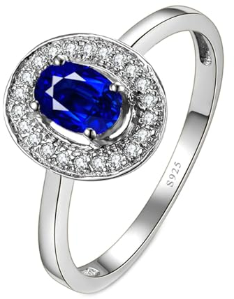 BCughia Hochzeitsringe Damen, Damenring 925er Silber Oval Form Zirkonia Ring Größe 63 (20.1)