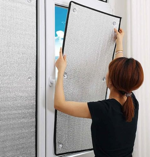 JXCCA Thermofolie Fenster Gegen Hitze, Fenster Sonnenschutzfolie, Hitzeblockierung, Sonnenschutzfolie, Sonnendach-isolierfolie, Aluminium, Wiederverwendbar, für Zuhause
