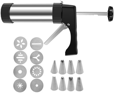 Macchina per Churro, Macchina per Churro Manuale, Kit Pistola per Churro In Acciaio Inossidabile 304, Macchina per Churro Vuota con 8 Beccucci Di Laminazione per Dessert, Biscotti E Torte