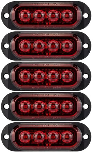 IGTOPS Seitenmarkierungsleuchte 12/24V Anhänger-Seitenleuchte Licht für LKW Wohnmobil Wohnwagen (Rot, 4*LED, 5 Stück)
