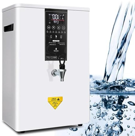 Dispensadores de agua caliente con filtro, dispensador de agua caliente instantáneo, hervidor de agua comercial automático con pantalla LCD, diseño de montaje en pared, ideal para café,White-50L/H